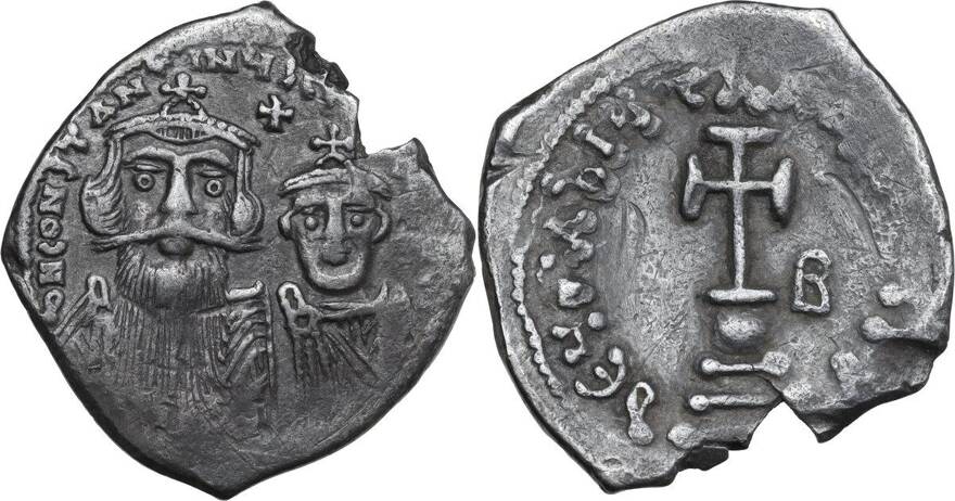 Constant II, hexagramme, Constantinople, 641-668