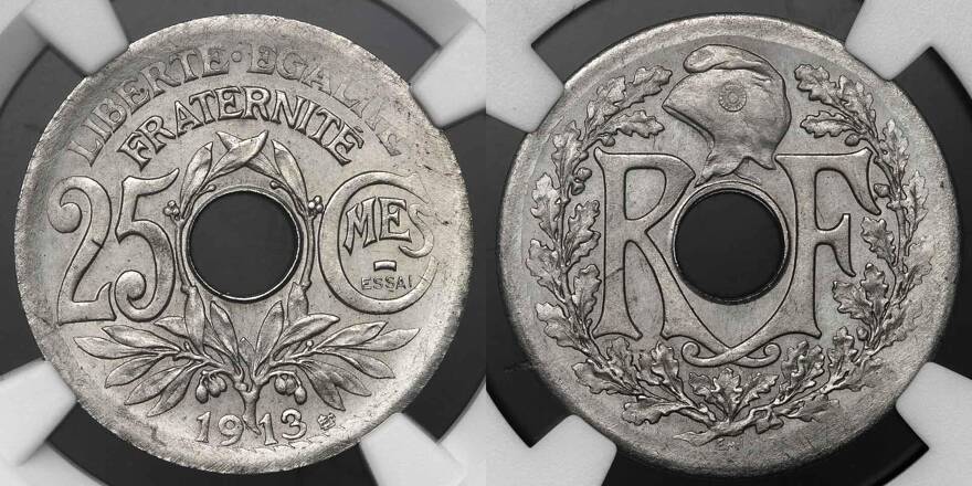 Lot 3172 France 3rd Rep 第三共和政 1870 1940 Essai 25centimes In Nickel 1913 Maz 2146 Gem 77 24th Auction Auction World Sixbid