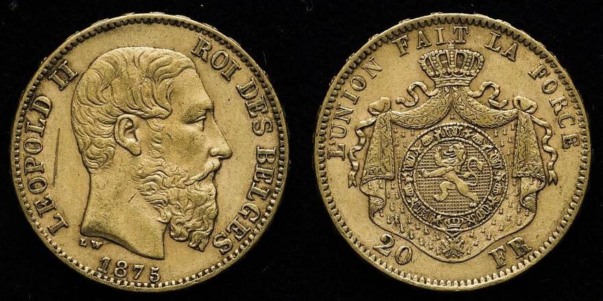 Lot 3085 Belgium Kingdom ベルギー王国 francs 1875 Fr 412 Km 37 レオポルド2世 返品不可 要下見 Sold As Is No Returns スクラッチ Vf 17th Auction Day 2 Auction World Sixbid