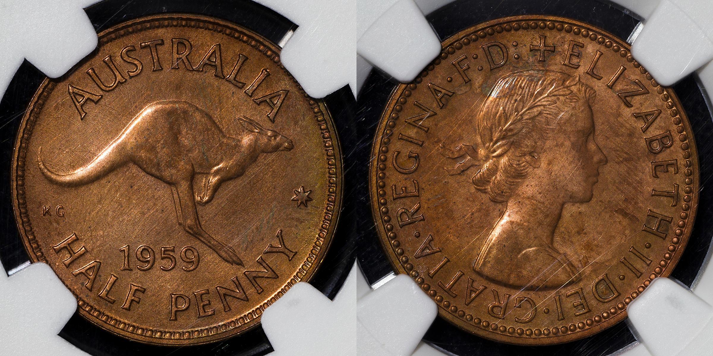 拍品: 1039 | AUSTRALIA オーストラリア / 1/2Penny 1959(m) / KM-61