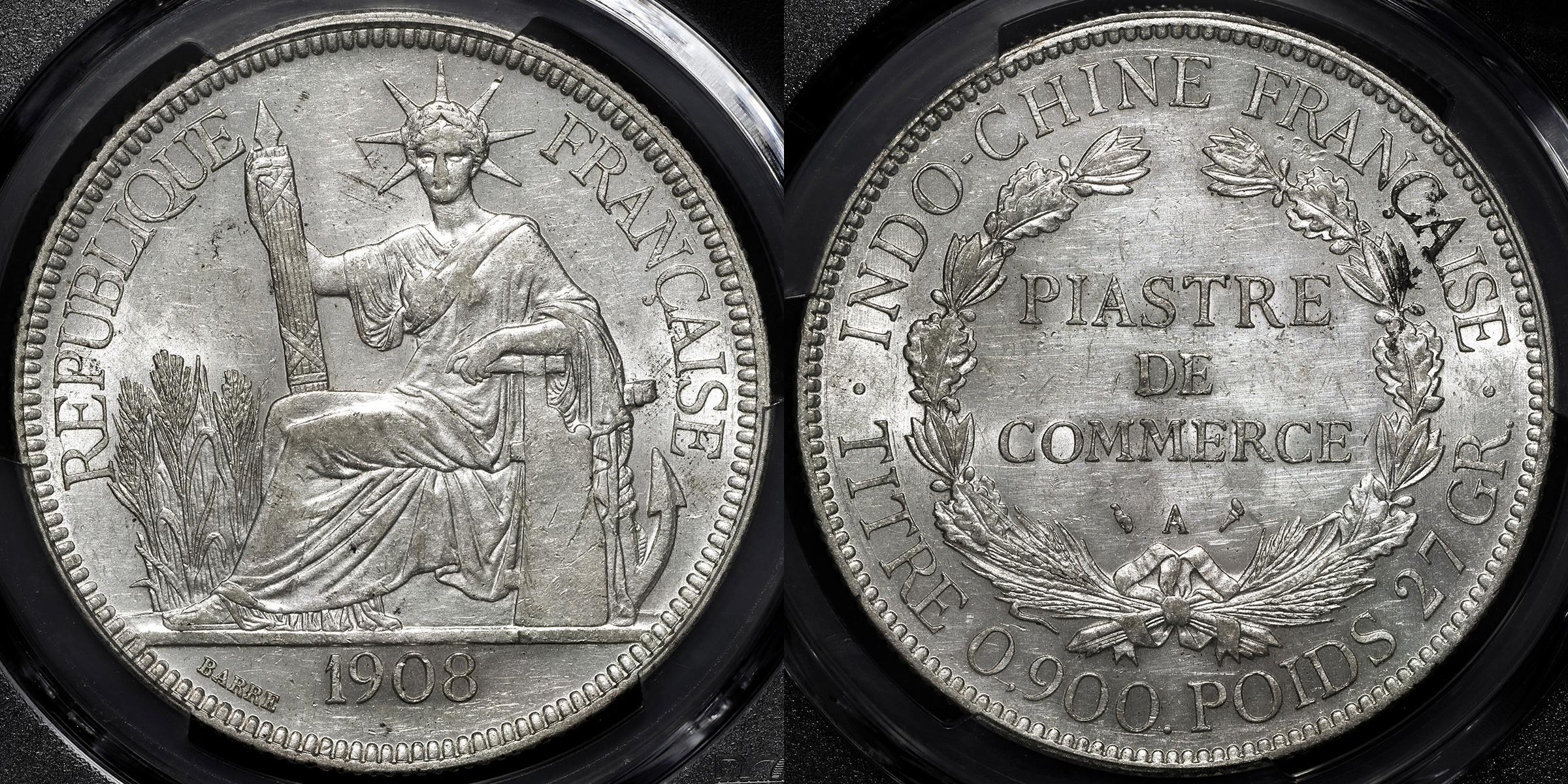 フランス領インドシナサペック銅貨1901 NGC UNC Detail(未使用) - 旧貨幣
