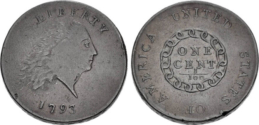 Lot: 964 | 1793 Flowing Hair, Chain Cent | CNG Feature Auction 124 |  Classical Numismatic Group, LLC | Sixbid