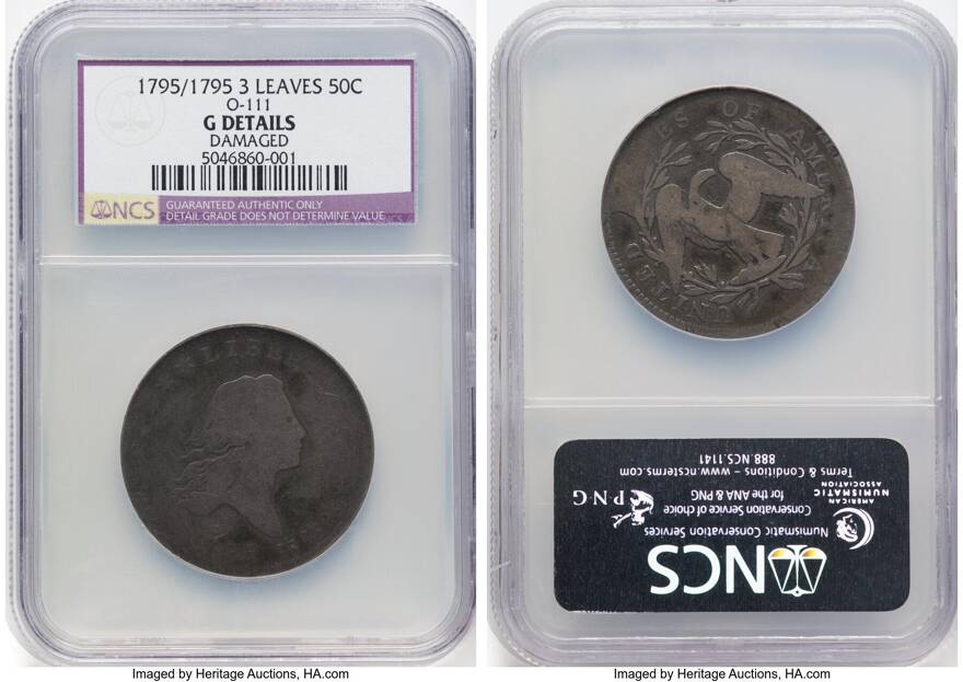 Lot: 53098, 1795/1795 50C 3 Leaves, O-111, T-19, High R, Auction #60338, Heritage Auctions, Inc.