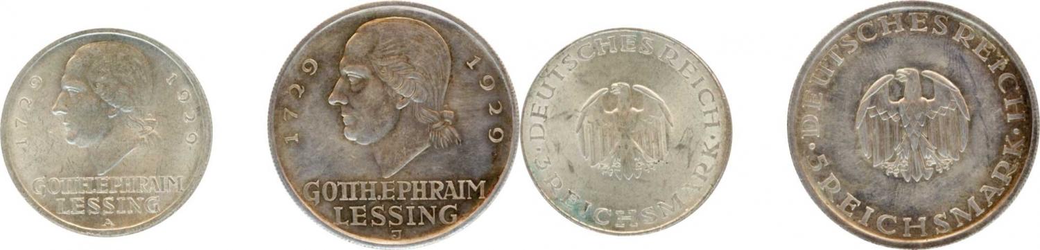Lot: 74 | ドイツ ワイマール共和国 5マルク銀貨 1929(J) KM61,3マルク