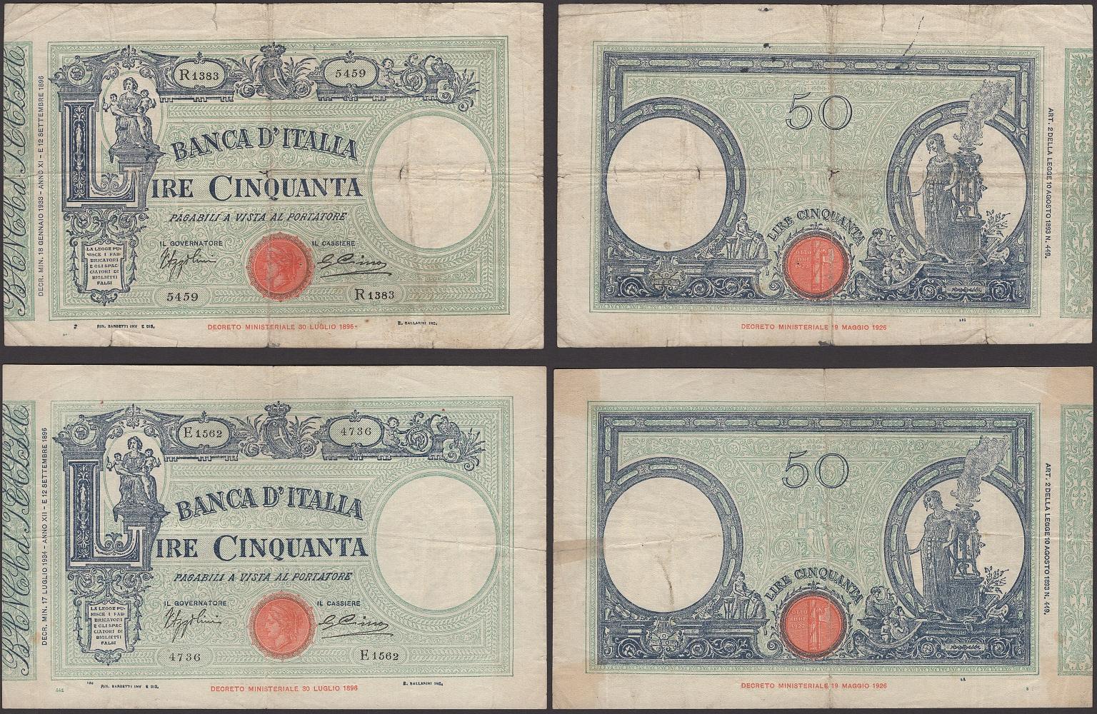 拍品: 1113 | World Banknotes Banca d'Italia, 50 Lire (2), 18