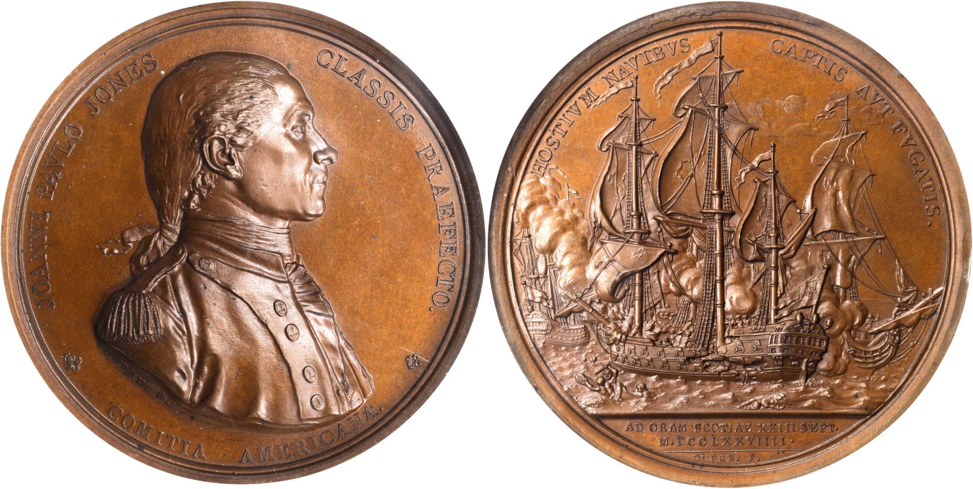 GREAT NAVAL VICTORY 1779  John Paul Jones Solid Bronze Medal Uncirculated 
