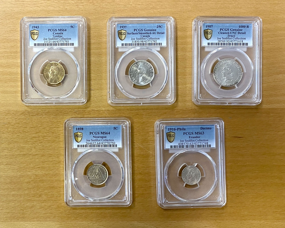 Lot: 1674 | AMERICAS: LOT of 5 PCGS graded coins, a diverse group