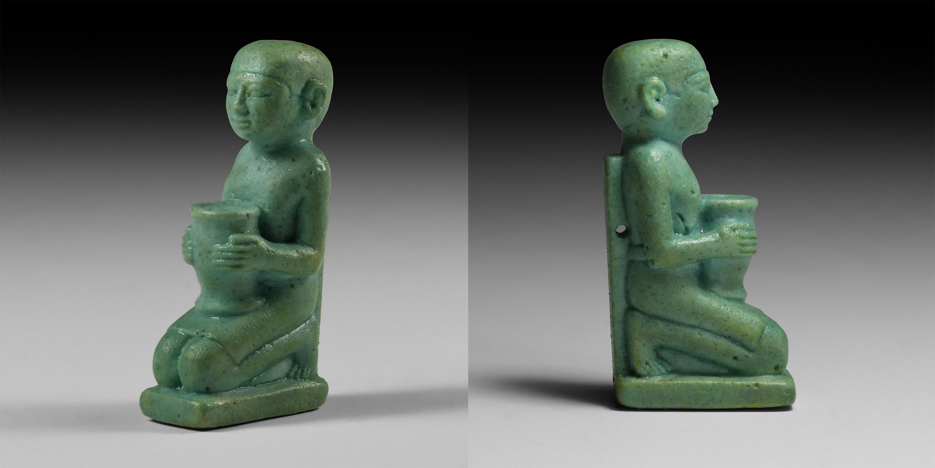 Rare Antique Glazed Faience Pendant Duck Amulet Figurine of Ancient Egyptian...LARGE